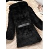 Fashion Women Autumn Winter Faux Fur Coat Solid Color Hooded Long Sleeve Pockets Fluffy Long Outerwear Jacket Black