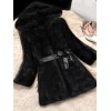 Fashion Women Autumn Winter Faux Fur Coat Solid Color Hooded Long Sleeve Pockets Fluffy Long Outerwear Jacket Black