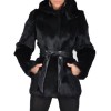 Fashion Women Autumn Winter Faux Fur Coat Solid Color Hooded Long Sleeve Pockets Fluffy Long Outerwear Jacket Black