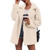 Women Faux Fur Coat Jacket Warm Fleece Long Sleeves Notched Lapel Collar Solid Vintage Furry Casual Long Overcoat