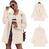 Women Faux Fur Coat Jacket Warm Fleece Long Sleeves Notched Lapel Collar Solid Vintage Furry Casual Long Overcoat