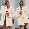 Women Faux Fur Coat Jacket Warm Fleece Long Sleeves Notched Lapel Collar Solid Vintage Furry Casual Long Overcoat