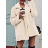 Women Faux Fur Coat Jacket Warm Fleece Long Sleeves Notched Lapel Collar Solid Vintage Furry Casual Long Overcoat