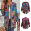 Women Ethnic Printed Cardigan Thin Coats Long Sleeve Blouse Coats Casual O Neck Open Stich Plus Size Overcoats Outwear