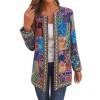 Women Ethnic Printed Cardigan Thin Coats Long Sleeve Blouse Coats Casual O Neck Open Stich Plus Size Overcoats Outwear