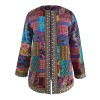 Women Ethnic Printed Cardigan Thin Coats Long Sleeve Blouse Coats Casual O Neck Open Stich Plus Size Overcoats Outwear