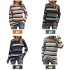 Fashion Women Knitted Blouse Striped Spliced O Neck Long Sleeve Split Hem Autumn Casual Shirt Top