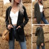 Women Loose Hooded Cardigan Open Front Drawstring High Waist Long Sleeve Cover Ups Casual Tops