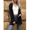 Women Loose Hooded Cardigan Open Front Drawstring High Waist Long Sleeve Cover Ups Casual Tops