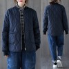 Women Quilted Jackets Zip Up Pockets Loose Casual Vintage Coat Winter Comfy Outerwear