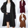 Women Oversized Corduroy Coat Turn Down Collar Button Down Side Pockets Winter Warm Plus Size Jacket Outwear