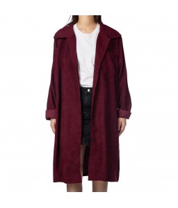 Women Oversized Corduroy Coat Turn Down Collar Button Down Side Pockets Winter Warm Plus Size Jacket Outwear