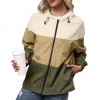 Windbreaker Splicing Hooded Long Sleeve Zipper Drawstring Pocket Waterproof Hiking Sport Jacket