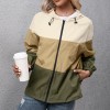 Windbreaker Splicing Hooded Long Sleeve Zipper Drawstring Pocket Waterproof Hiking Sport Jacket