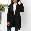 Women Winter Coat Spread Collar Side Pockets Open Front Windbreaker Loose Casual Warm Cardigan Overcoat