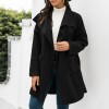 Women Winter Coat Spread Collar Side Pockets Open Front Windbreaker Loose Casual Warm Cardigan Overcoat