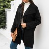 Women Winter Coat Spread Collar Side Pockets Open Front Windbreaker Loose Casual Warm Cardigan Overcoat