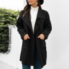 Women Winter Coat Spread Collar Side Pockets Open Front Windbreaker Loose Casual Warm Cardigan Overcoat