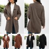 Women Winter Coat Spread Collar Side Pockets Open Front Windbreaker Loose Casual Warm Cardigan Overcoat