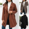 Women Winter Coat Spread Collar Side Pockets Open Front Windbreaker Loose Casual Warm Cardigan Overcoat