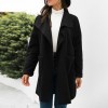 Women Winter Coat Spread Collar Side Pockets Open Front Windbreaker Loose Casual Warm Cardigan Overcoat