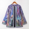 Vintage Women Print Cardigan Long Sleeve Pocket Loose Casual Jacket Coat Outerwear