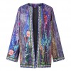 Vintage Women Print Cardigan Long Sleeve Pocket Loose Casual Jacket Coat Outerwear