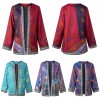 Vintage Women Print Cardigan Long Sleeve Pocket Loose Casual Jacket Coat Outerwear