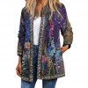 Vintage Women Print Cardigan Long Sleeve Pocket Loose Casual Jacket Coat Outerwear