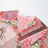 Vintage Geometry Print Half Bat Sleeve Sheer Chiffon Kimono for Women