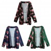 New Vintage Women Kimono Cardigan Floral Print Long Sleeve Loose Outerwear Coat Tops Black/Dark Green/Royal Blue