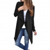 Women Waffle Knitted Cardigan Coat Open Front Turn-down Collar Bertha Loose Long Outwear