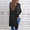 Women Waffle Knitted Cardigan Coat Open Front Turn-down Collar Bertha Loose Long Outwear