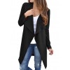 Women Waffle Knitted Cardigan Coat Open Front Turn-down Collar Bertha Loose Long Outwear