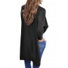 Women Waffle Knitted Cardigan Coat Open Front Turn-down Collar Bertha Loose Long Outwear