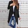 Women Waffle Knitted Cardigan Coat Open Front Turn-down Collar Bertha Loose Long Outwear