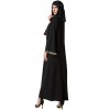 Vintage Women Arabia Middle East Long Muslim Trench Coat Plus Size Retro Spliced Long Sleeve Maxi Robe Black