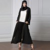 Vintage Women Arabia Middle East Long Muslim Trench Coat Plus Size Retro Spliced Long Sleeve Maxi Robe Black