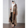 Women Muslim Cardigan Geometric Print Split High-Low Hem Long Sleeve Islamic Abaya Maxi Dress Outwear