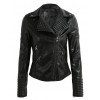 Fashion Women Autumn PU Leather Jacket Rivet Motorcycle Biker Zip Coat Faux Leather Street Jaqueta Outerwear