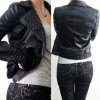 Fashion Women Autumn PU Leather Jacket Rivet Motorcycle Biker Zip Coat Faux Leather Street Jaqueta Outerwear