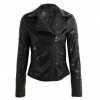 Fashion Women Autumn PU Leather Jacket Rivet Motorcycle Biker Zip Coat Faux Leather Street Jaqueta Outerwear