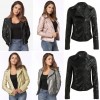 Fashion Women Autumn PU Leather Jacket Rivet Motorcycle Biker Zip Coat Faux Leather Street Jaqueta Outerwear