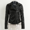 Fashion Women Autumn PU Leather Jacket Rivet Motorcycle Biker Zip Coat Faux Leather Street Jaqueta Outerwear