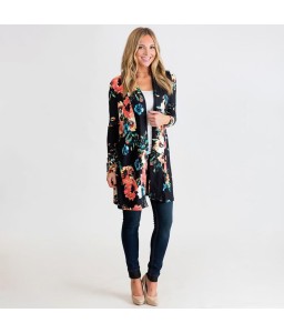 Women Kimono Cardigan Floral Print Bikini Cover Up Boho Long Loose Casual Beach Robe Blouse Top