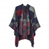 Shawl Wraps for Women Cute Deer Geometrical Pattern Open Front Poncho Cape Long Cardigan Sweater