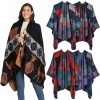 Shawl Wraps for Women Cute Deer Geometrical Pattern Open Front Poncho Cape Long Cardigan Sweater