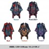 Shawl Wraps for Women Cute Deer Geometrical Pattern Open Front Poncho Cape Long Cardigan Sweater