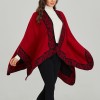 Women Poncho Scarf Reversible Cardigan Vintage Splicing Warm Cape Shawl Scarves Pashmina