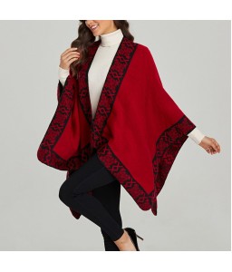 Women Poncho Scarf Reversible Cardigan Vintage Splicing Warm Cape Shawl Scarves Pashmina